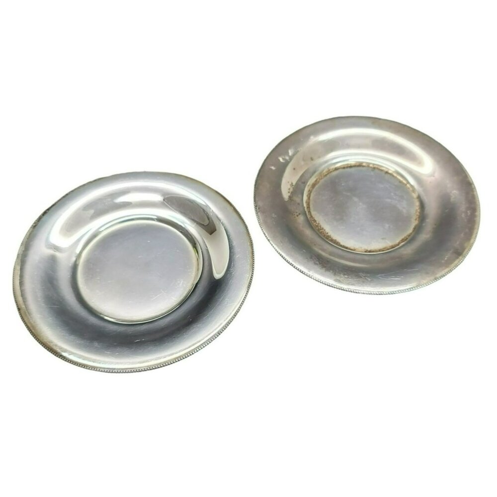 Italian Silver Trivets Vintage Set of 2 Round Serrated Edges CR8